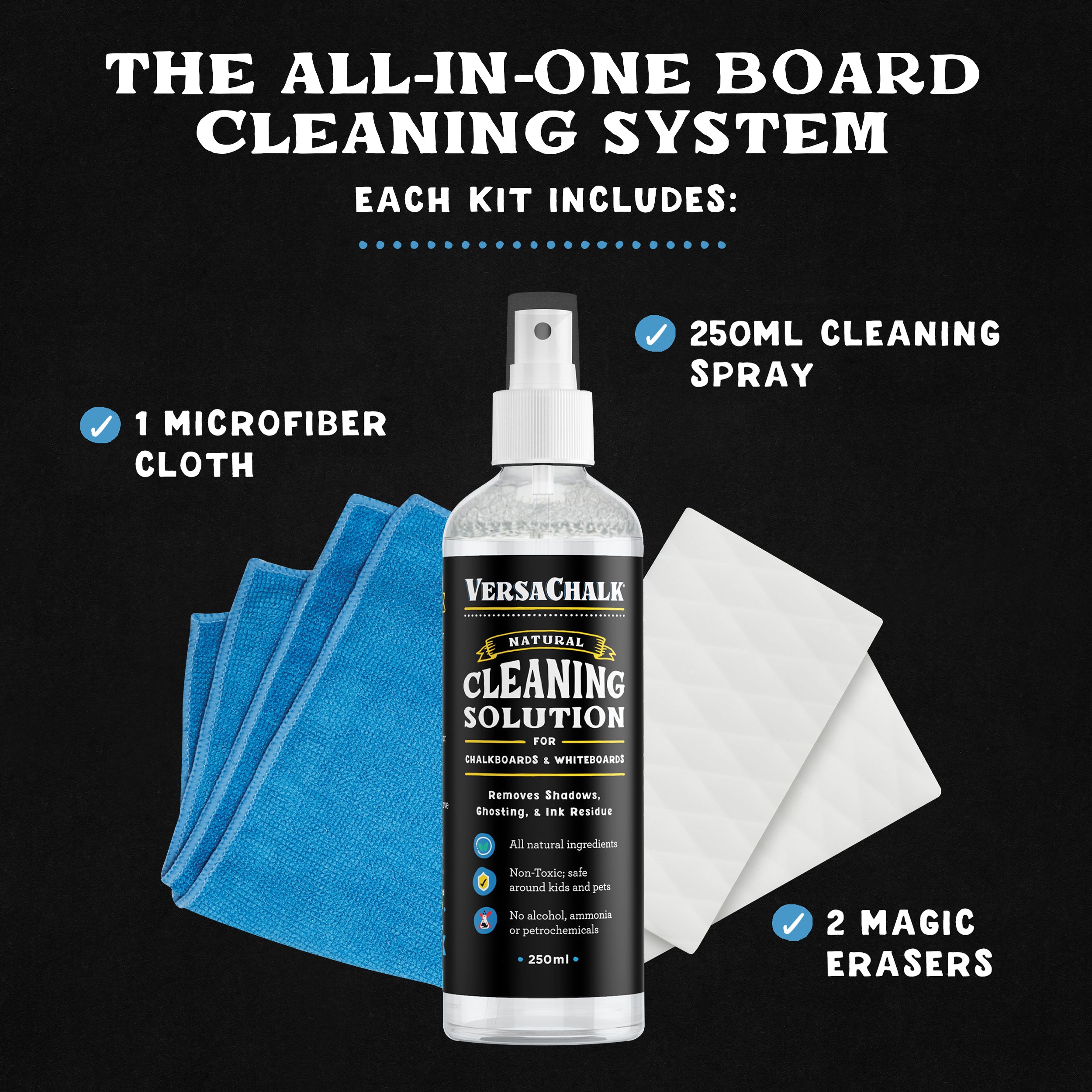Chalkboard Cleaner & Eraser Kit, 250mL