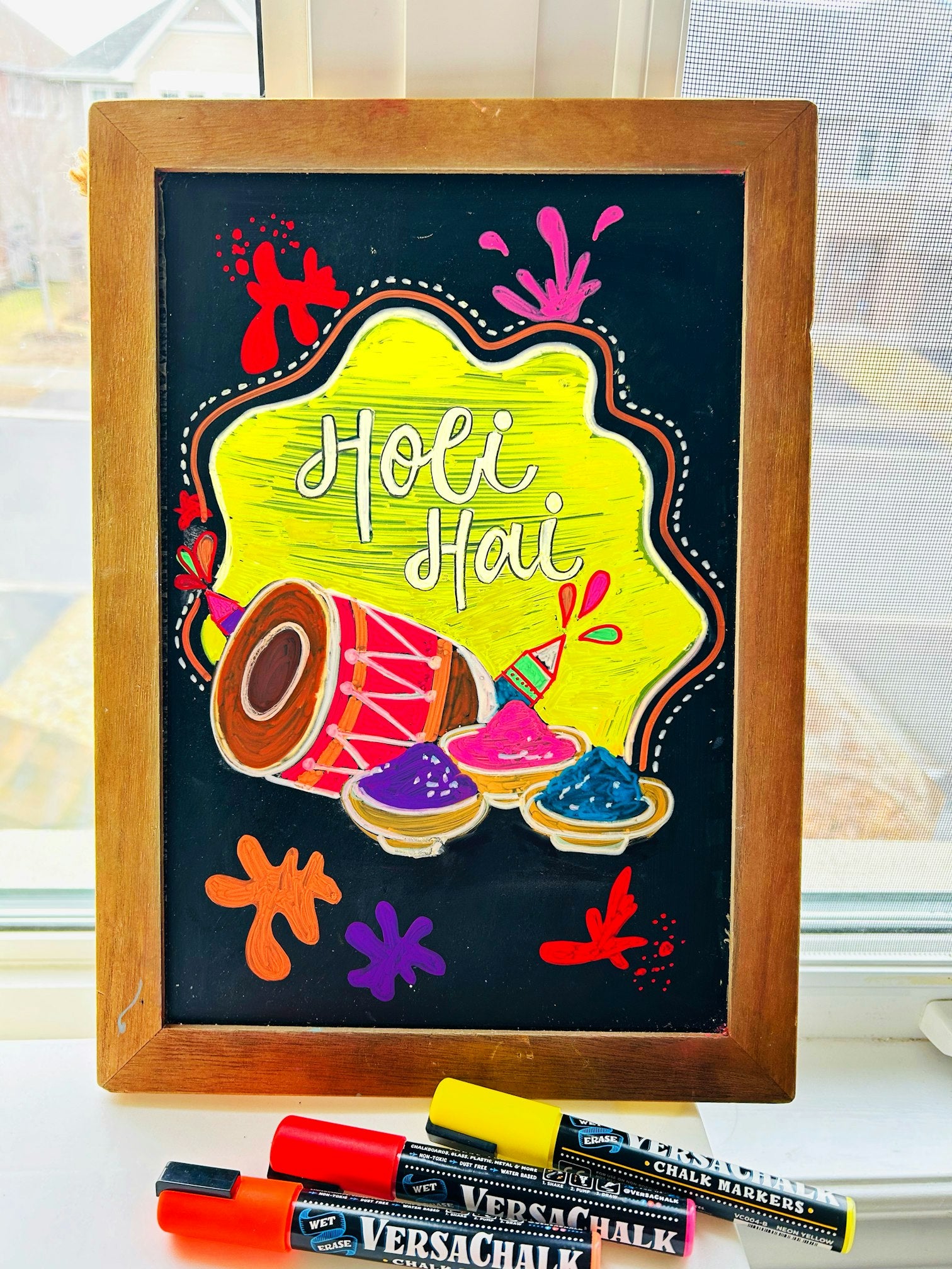 Holi festival of colors chalkboard sign