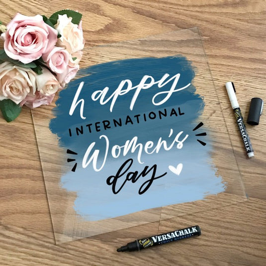 Happy International Women's Day chalkboard sign