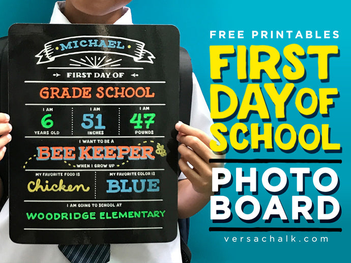 Get a FREE Back to School Chalkboard Printables Set for those First Day of School Photos