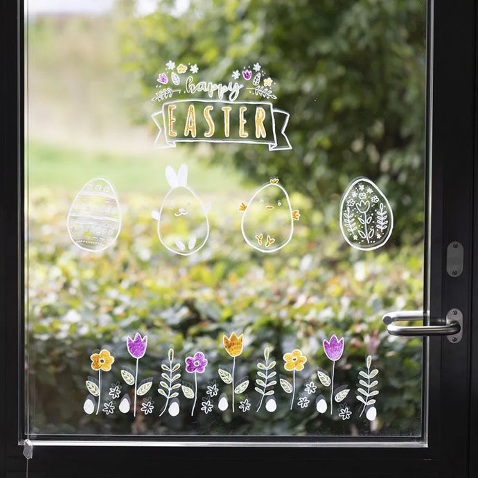 Easter Window Painting using Chalk Markers: Bunny, Eggs, and More!