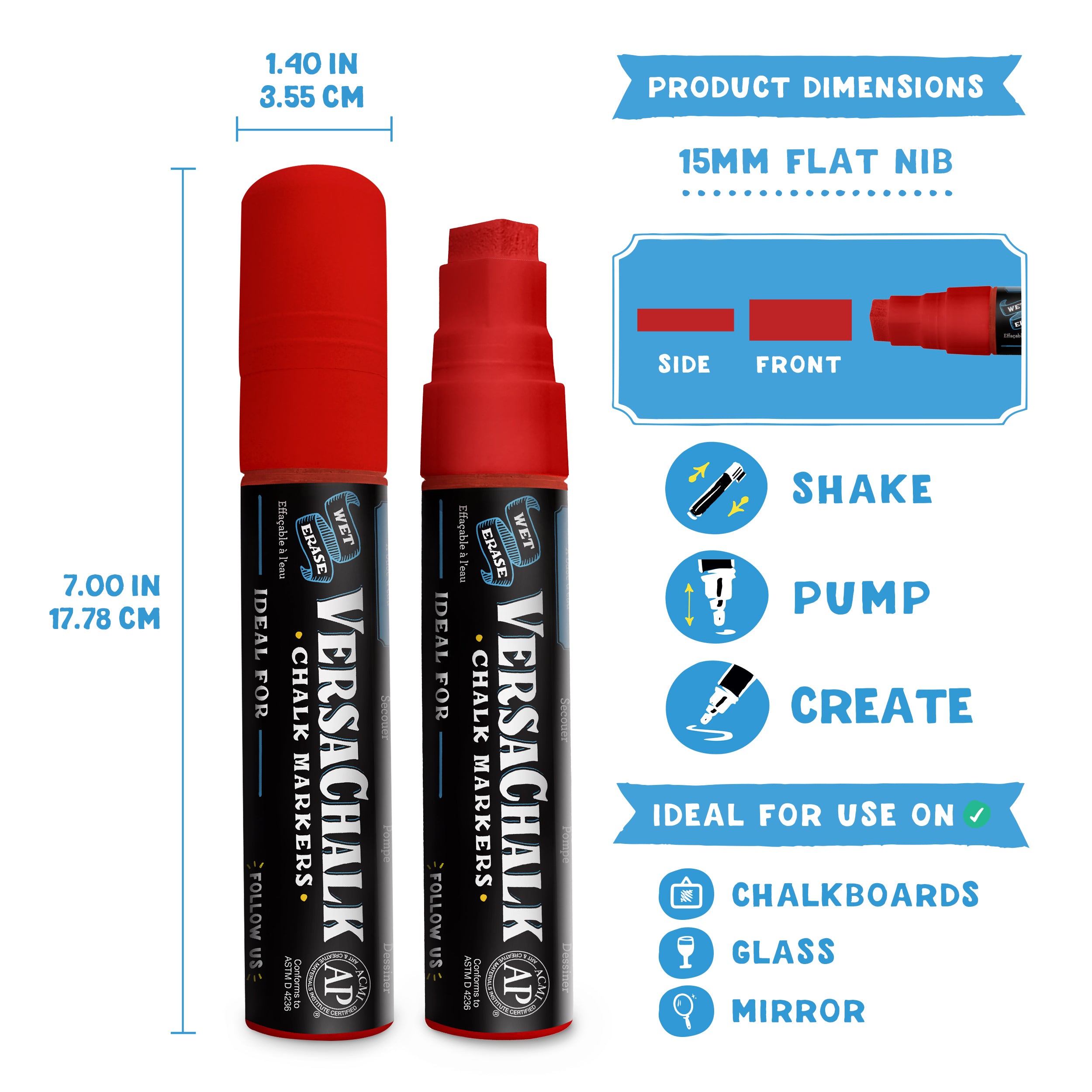 VersaChalk 9 Count Jumbo Liquid Chalk Marker Set, 15mm Tip