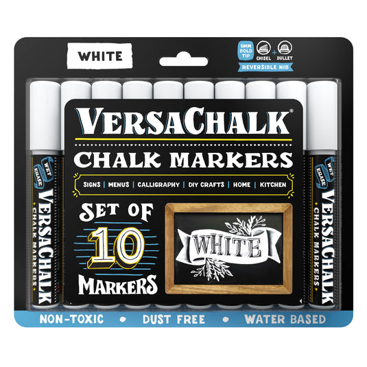 Excello Global Products Liquid Chalk Markers, White, Assorted Tip