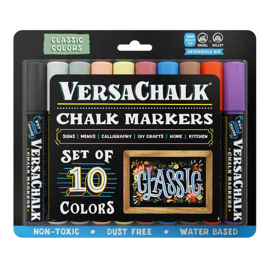 Liquid Chalk Markers Set of 12 Vintage Colors - 3mm Fine Tip Chalk Markers  with Bonus 30 Chalk Stickers - Erasable Pen with Reversible Tip for Mason