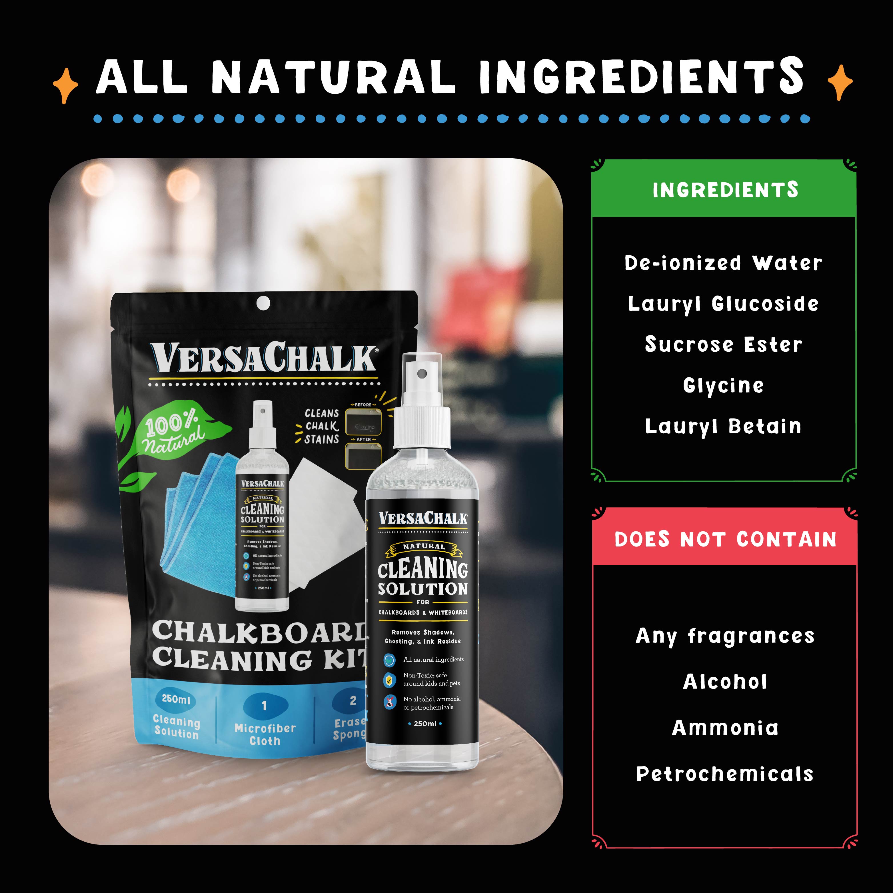 Chalkboard Cleaner & Eraser Kit, 30mL