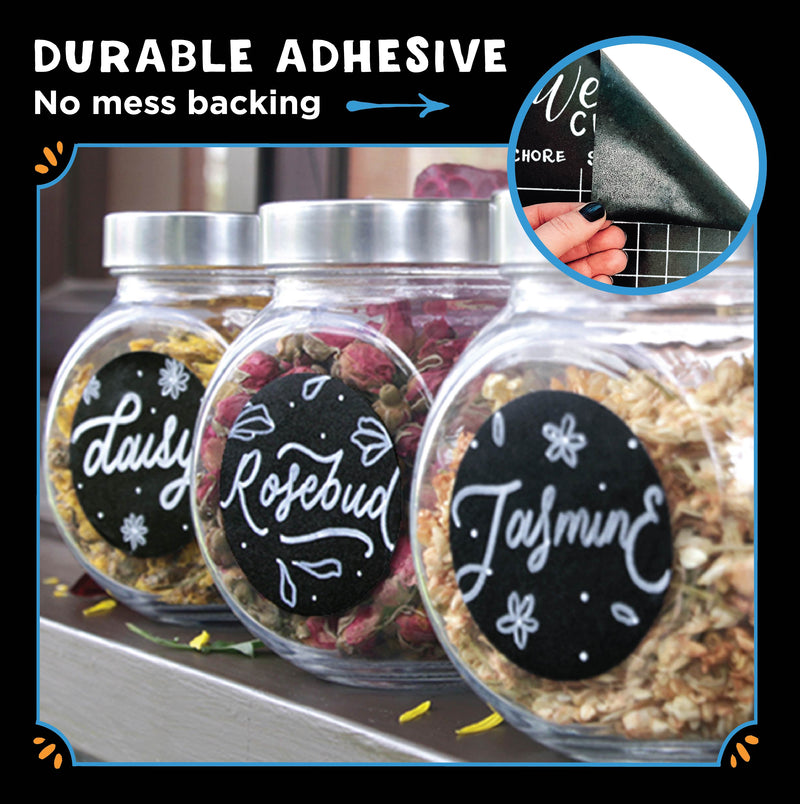 Custom Fillable Round Spice Labels for Jar Lids, Chalkboard or