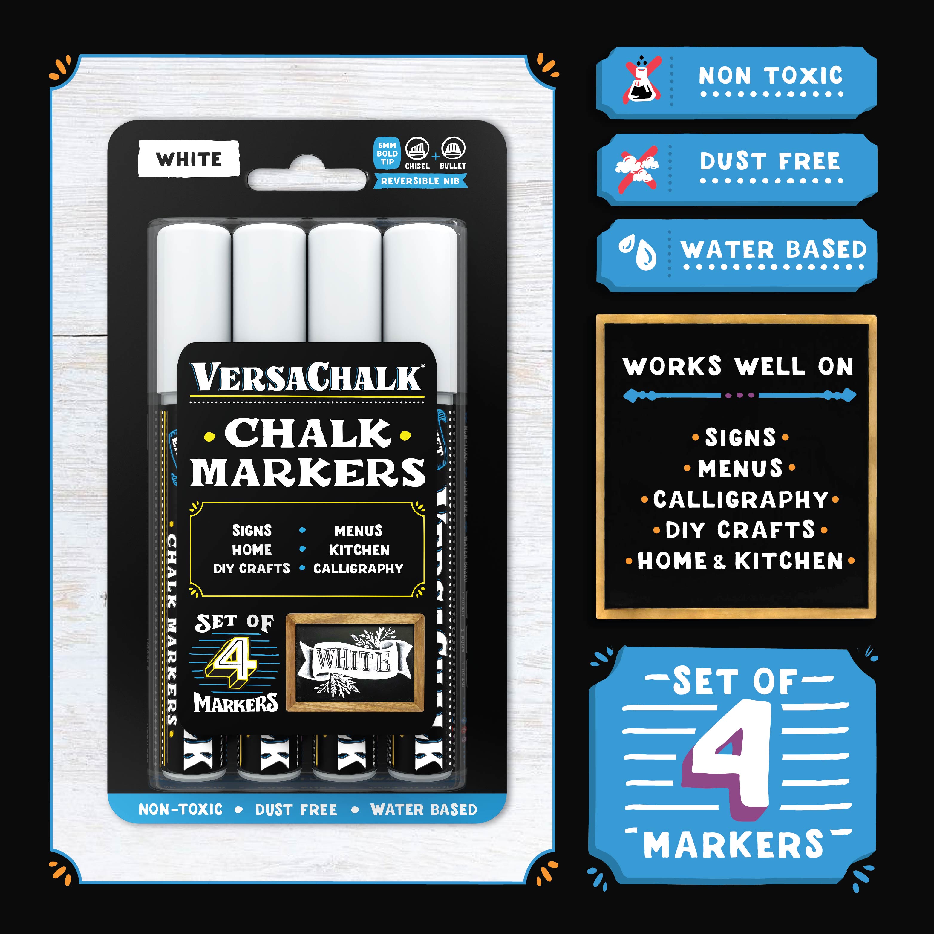 White Liquid Chalk Markers, Set of 4