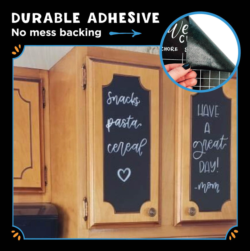 OfficeTree Chalkboard Wallpaper for Walls - DIY Chalk Boards for Walls 17 x  118 (10 Feet) - Chalk Wallpaper Peel and Stick - 2X Chalk & Eraser Cloth