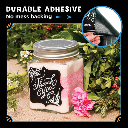 GLiving Large Chalkboard Labels- Erasable Decorative Chalk Labels - Set of  40 Reusable Premium Jar Labels-Chalkboard Stickers - Canister Sticker Labels  for Stylish Organization, Wedding Decorations 